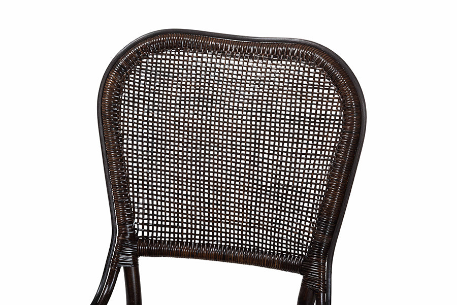 bali & pari Irene Natural Rattan Dining Chair - Handwoven Wicker Accent Chair with Lattice Backrest for Kitchen or Dining Room