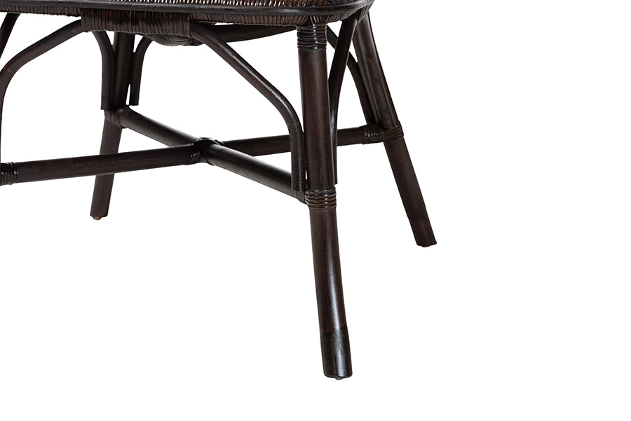 bali & pari Irene Natural Rattan Dining Chair - Handwoven Wicker Accent Chair with Lattice Backrest for Kitchen or Dining Room