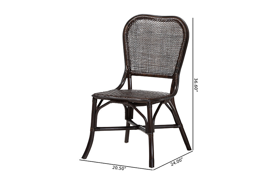 bali & pari Irene Natural Rattan Dining Chair - Handwoven Wicker Accent Chair with Lattice Backrest for Kitchen or Dining Room