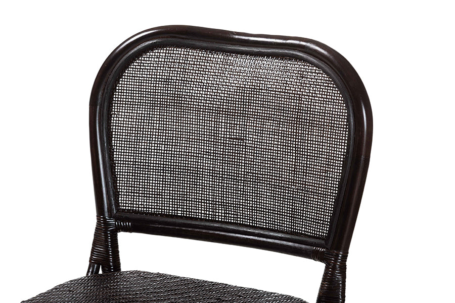 bali & pari Irene Natural Rattan Counter Stool - Handwoven Wicker Accent Stool with Lattice Backrest for Kitchen Island Seating