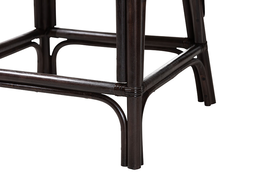 bali & pari Irene Natural Rattan Counter Stool - Handwoven Wicker Accent Stool with Lattice Backrest for Kitchen Island Seating