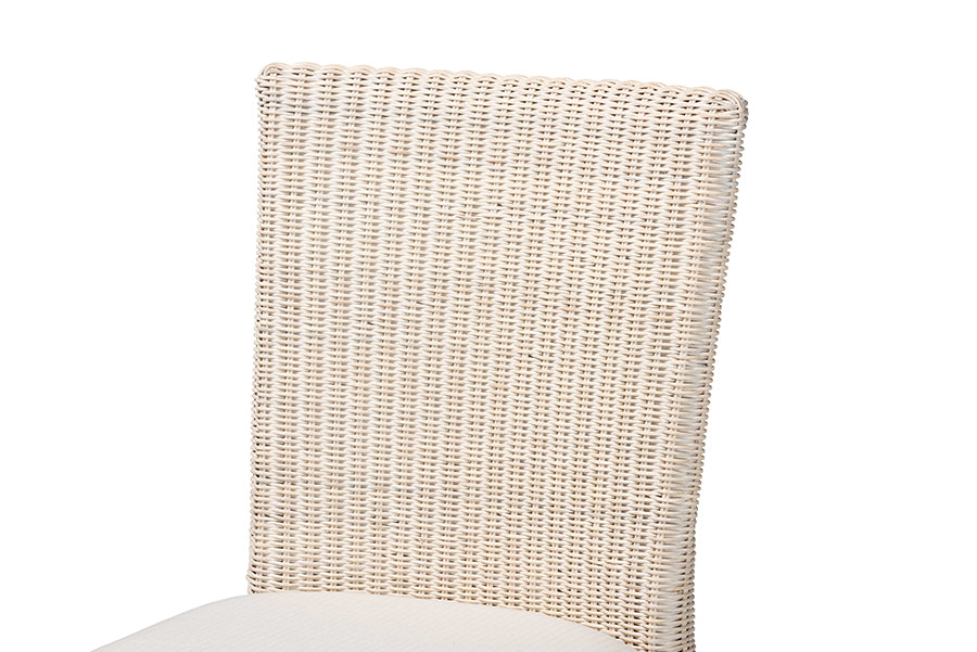 bali & pari Sara Natural Rattan 2-Piece Dining Chair Set - Handwoven Wicker Accent Chair with Scalloped Skirt Base and Tall Backrest
