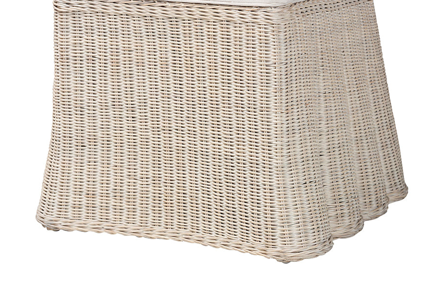 bali & pari Sara Natural Rattan 2-Piece Dining Chair Set - Handwoven Wicker Accent Chair with Scalloped Skirt Base and Tall Backrest