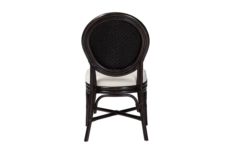 bali & pari Elmer Natural Rattan Dining Chair - Handwoven Wicker Accent Chair with Cushioned seat for Kitchen or Dining Room, Espresso