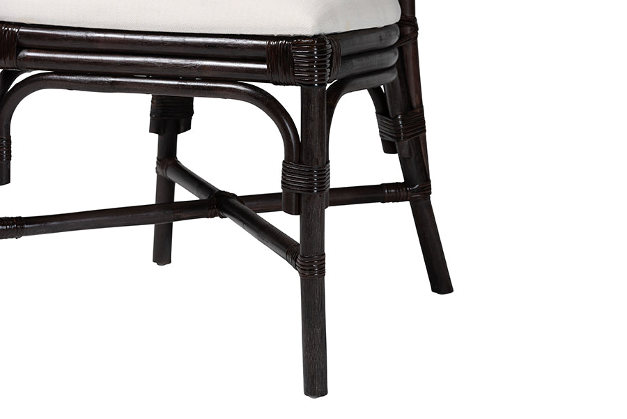 bali & pari Elmer Natural Rattan Dining Chair - Handwoven Wicker Accent Chair with Cushioned seat for Kitchen or Dining Room, Espresso