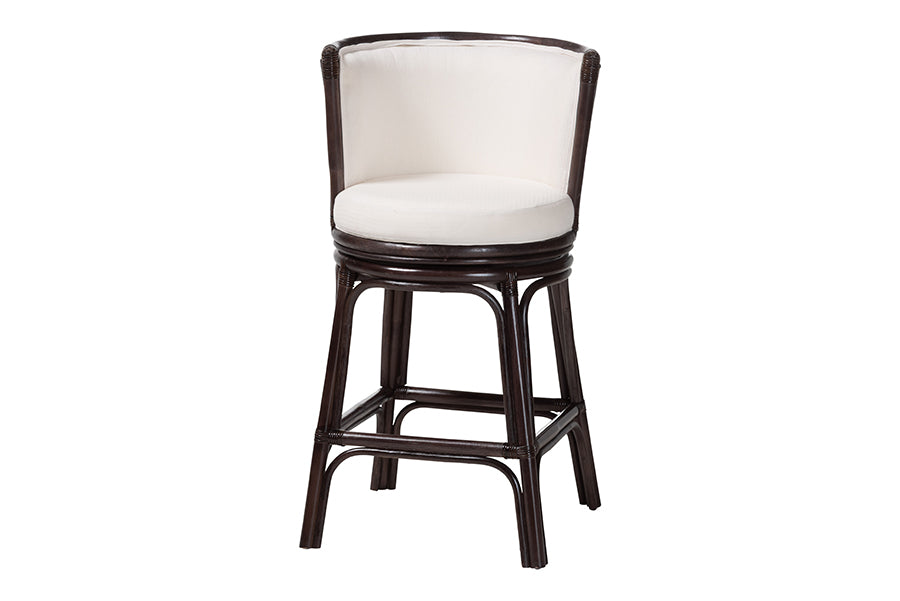 bali & pari Alsip Espresso Rattan Counter Stool with Swivel Seat
