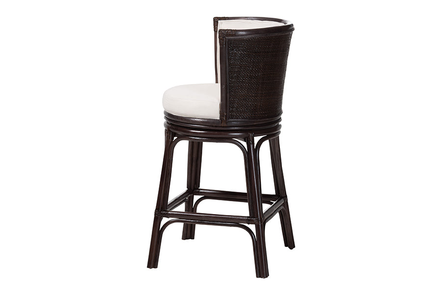 bali & pari Alsip Espresso Rattan Counter Stool with Swivel Seat