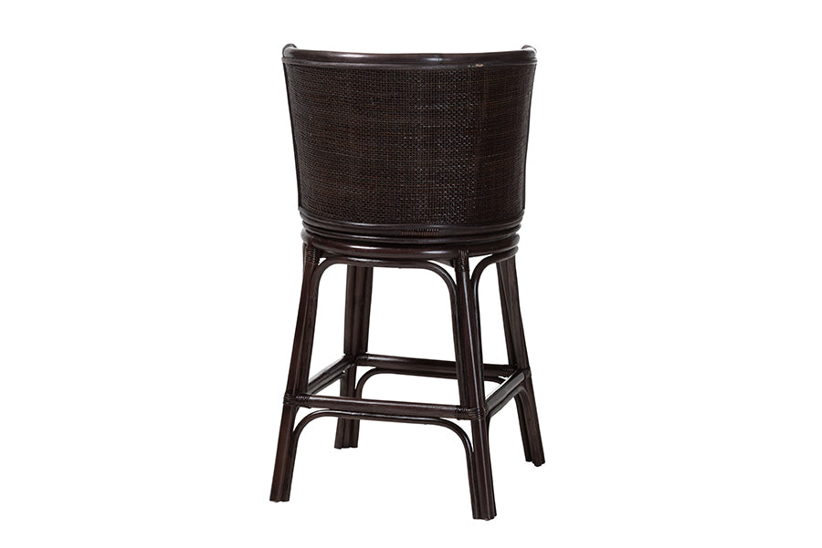 bali & pari Alsip Espresso Rattan Counter Stool with Swivel Seat