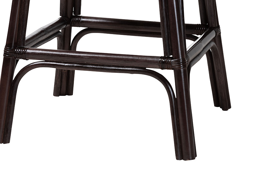 bali & pari Alsip Espresso Rattan Counter Stool with Swivel Seat