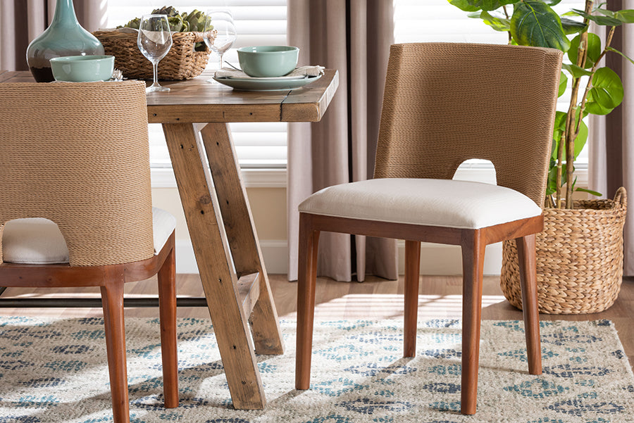 bali & pari Norely Dining Chair with Woven Seagrass Back