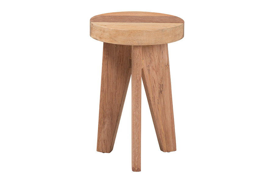 bali & pari Sayen Acacia Wood Multipurpose Accent Stool - Sculptural End Table with Flared Tripod Base for Living Room, Bedroom or Dining Room