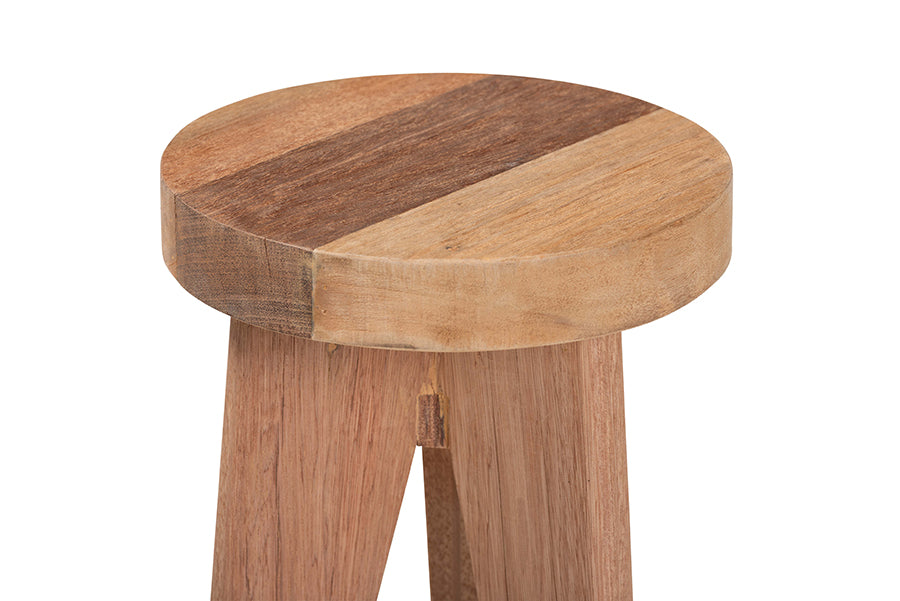 bali & pari Sayen Acacia Wood Multipurpose Accent Stool - Sculptural End Table with Flared Tripod Base for Living Room, Bedroom or Dining Room