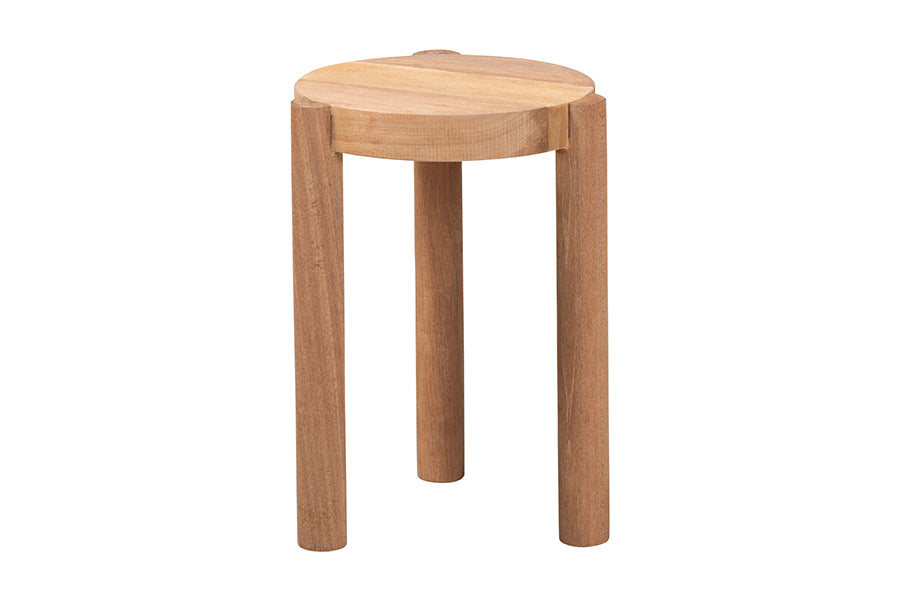bali & pari Shadi Acacia Wood Multipurpose Accent Stool - Sculptural End Table with Tripod Base for Living Room, Bedroom or Dining Room