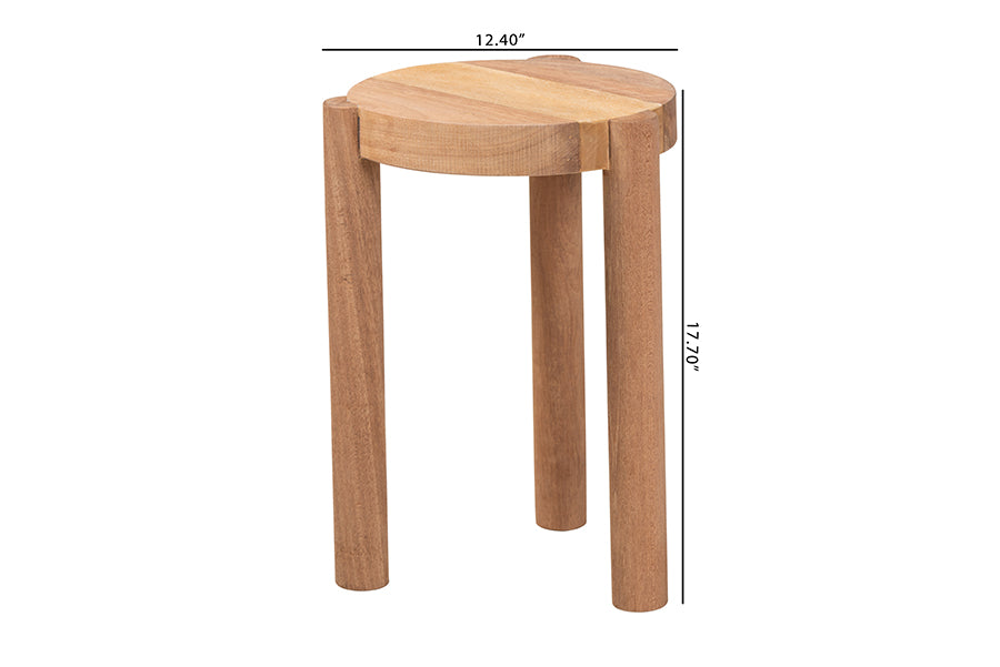 bali & pari Shadi Acacia Wood Multipurpose Accent Stool - Sculptural End Table with Tripod Base for Living Room, Bedroom or Dining Room