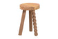 bali & pari Sihu Acacia Wood Multipurpose Accent Stool - Sculptural End Table with Bobbin Tripod Base for Living Room, Bedroom or Dining Room