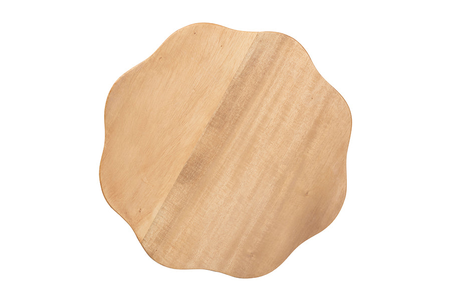 bali & pari Sino Acacia Wood Multipurpose Accent Stool - Sculptural End Table with Wavy Tripod Base for Living Room, Bedroom or Dining Room