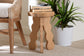bali & pari Sino Acacia Wood Multipurpose Accent Stool - Sculptural End Table with Wavy Tripod Base for Living Room, Bedroom or Dining Room