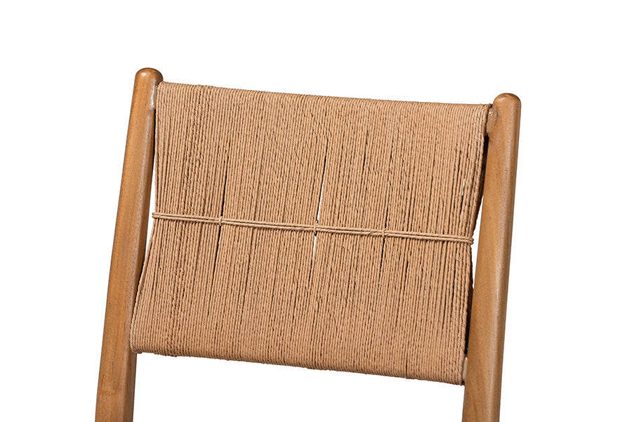 bali & pari Alva Paper Loom Woven 2-Piece Dining Chair Set - Handwoven Side Chair with Mahogany Wood Frame for Kitchen or Dining Room