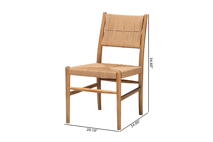 bali & pari Alva Paper Loom Woven 2-Piece Dining Chair Set - Handwoven Side Chair with Mahogany Wood Frame for Kitchen or Dining Room