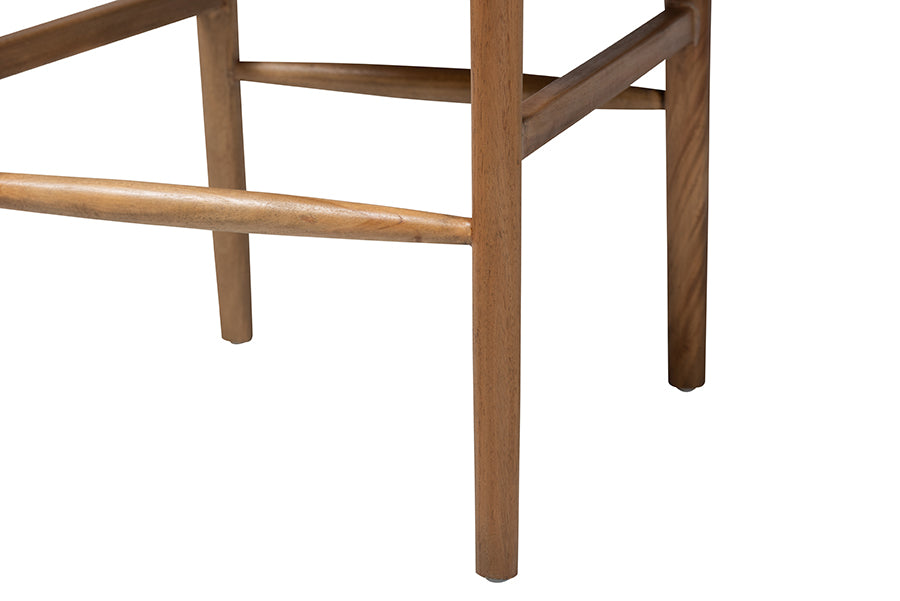 bali & pari Alva Paper Loom Woven Counter Stool - Handwoven Accent Stool with Mahogany Wood Frame for Kitchen Island or Lounge