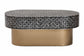 bali & pari Emery Capiz Shell Coffee Table - Mother of Pearl Oval Accent Table with Geometric Pattern and Pedestal Base for Living Room or Lounge Space