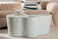 bali & pari Fiorella Capiz Shell Coffee Table - Mother of Pearl Irregular Shape Accent Table with Textured Inlay Surface for Living Room or Lounge Space