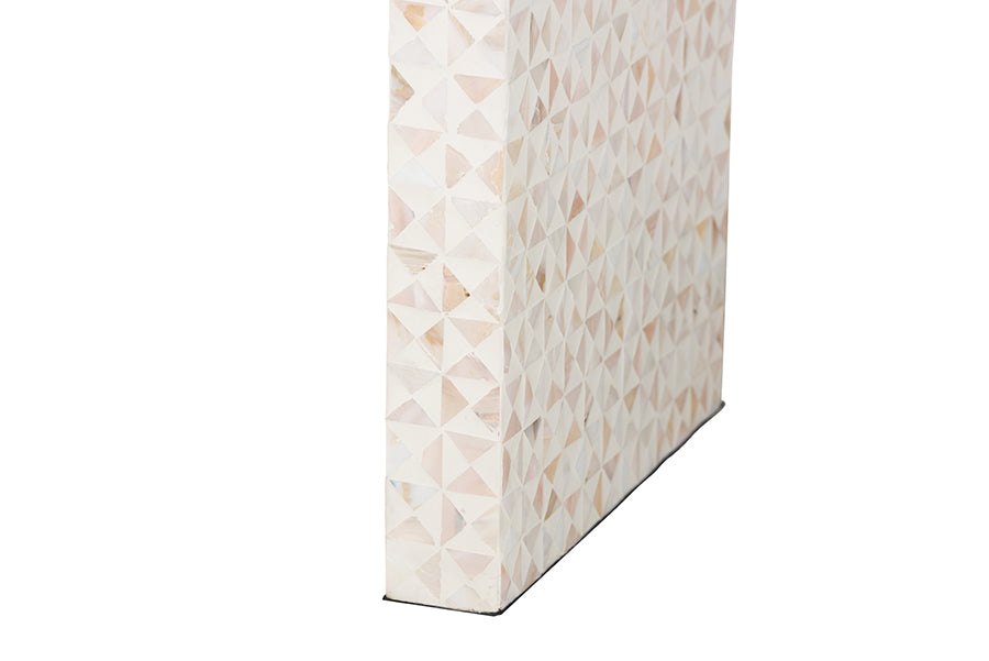 bali & pari Magara Capiz Shell Console Table - Mother of Pearl Waterfall Accent Table with Textured Inlay Surface for Living Room, Hallway or Entryway