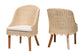 bali & pari Mabel Natural Rattan 2-Piece Dining Chair Set - Handwoven Wicker Accent Chair with Wingback Frame and Seat Cushion for Kitchen or Dining Room