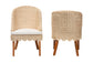 bali & pari Mabel Natural Rattan 2-Piece Dining Chair Set - Handwoven Wicker Accent Chair with Wingback Frame and Seat Cushion for Kitchen or Dining Room