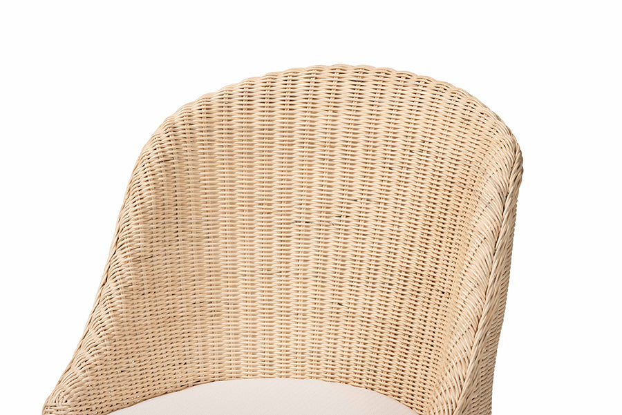bali & pari Mabel Natural Rattan 2-Piece Dining Chair Set - Handwoven Wicker Accent Chair with Wingback Frame and Seat Cushion for Kitchen or Dining Room