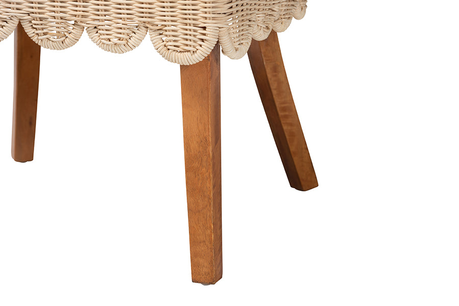 bali & pari Mabel Natural Rattan 2-Piece Dining Chair Set - Handwoven Wicker Accent Chair with Wingback Frame and Seat Cushion for Kitchen or Dining Room