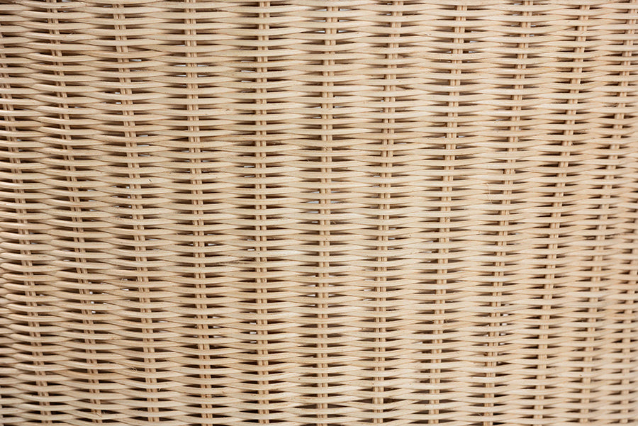 bali & pari Mabel Natural Rattan 2-Piece Dining Chair Set - Handwoven Wicker Accent Chair with Wingback Frame and Seat Cushion for Kitchen or Dining Room