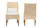 bali & pari Haybourne Natural Rattan 2-Piece Dining Chair Set - Handwoven Wicker Accent Seating with Wingback Frame for Kitchen or Dining Room