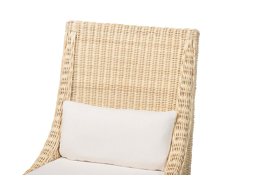 bali & pari Haybourne Natural Rattan 2-Piece Dining Chair Set - Handwoven Wicker Accent Seating with Wingback Frame for Kitchen or Dining Room