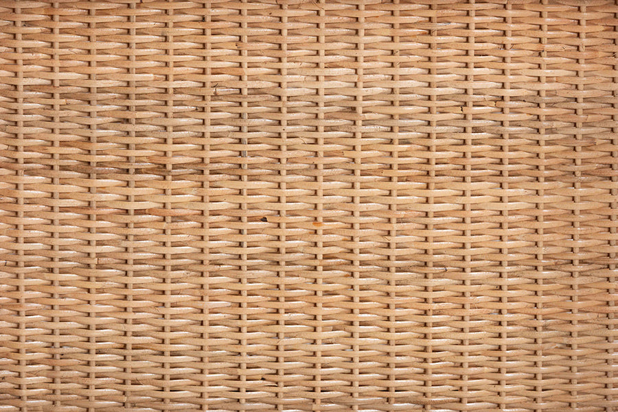 bali & pari Alaina Natural Rattan Kitchen Cart - 2-Tier Handwoven Wicker Storage Trolley with Handle for Kitchen or Lounge