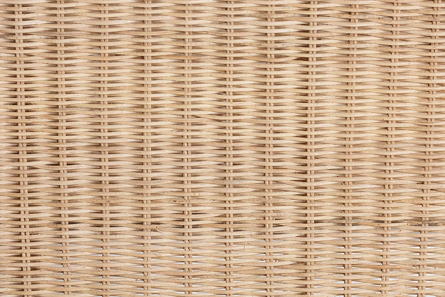 bali & pari Carole Natural Rattan Kitchen Cart - 2-Tier Handwoven Wicker Storage Trolley with Raised Borders for Kitchen or Lounge