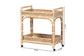 bali & pari Carole Natural Rattan Kitchen Cart - 2-Tier Handwoven Wicker Storage Trolley with Raised Borders for Kitchen or Lounge