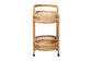 bali & pari Raul Natural Rattan Kitchen Cart - 2-Tier Handwoven Wicker Storage Trolley with Handle for Kitchen or Lounge