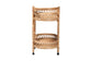 bali & pari Raul Natural Rattan Kitchen Cart - 2-Tier Handwoven Wicker Storage Trolley with Handle for Kitchen or Lounge