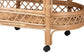 bali & pari Raul Natural Rattan Kitchen Cart - 2-Tier Handwoven Wicker Storage Trolley with Handle for Kitchen or Lounge