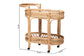 bali & pari Raul Natural Rattan Kitchen Cart - 2-Tier Handwoven Wicker Storage Trolley with Handle for Kitchen or Lounge