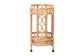 bali & pari Rene Natural Rattan Kitchen Cart - 2-Tier Handwoven Wicker Storage Trolley with Handle for Kitchen or Lounge