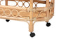 bali & pari Rene Natural Rattan Kitchen Cart - 2-Tier Handwoven Wicker Storage Trolley with Handle for Kitchen or Lounge