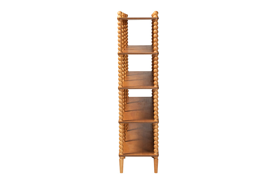 Baxton Studio Lucera Bobbin 5-Tier Display Shelf, Oak Brown