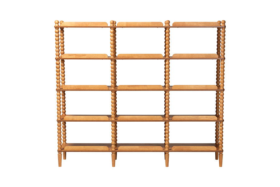 Baxton Studio Lucera Bobbin 5-Tier Display Shelf, Oak Brown