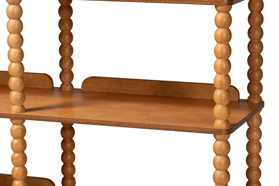 Baxton Studio Lucera Bobbin 5-Tier Display Shelf, Oak Brown