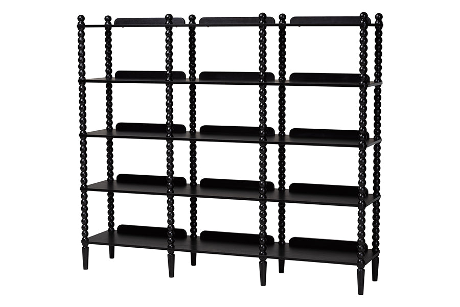 Baxton Studio Lucera Bobbin 5-Tier Display Shelf, Black