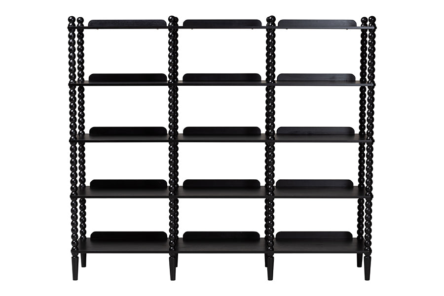 Baxton Studio Lucera Bobbin 5-Tier Display Shelf, Black