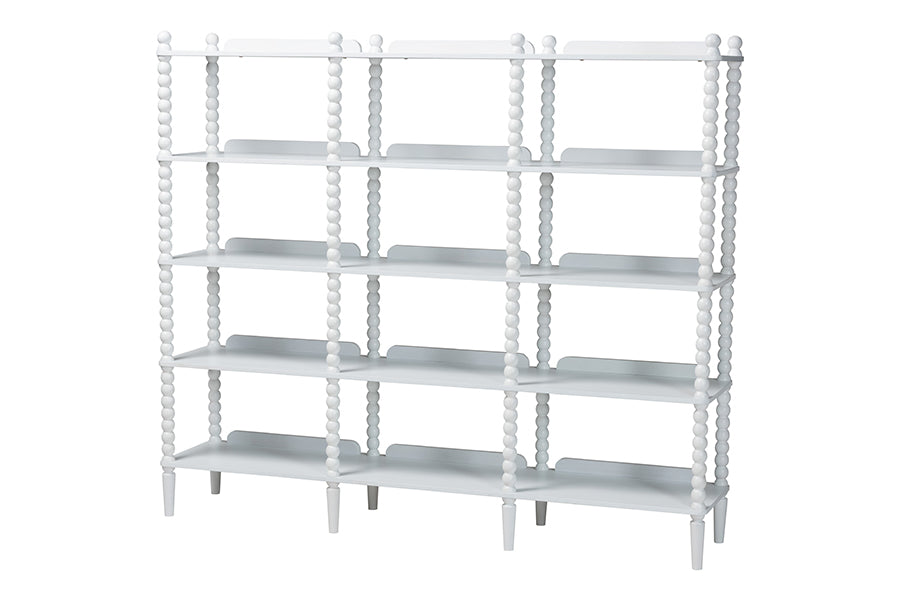 Baxton Studio Lucera Bobbin 5-Tier Display Shelf, White