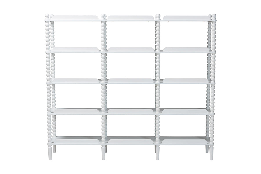 Baxton Studio Lucera Bobbin 5-Tier Display Shelf, White
